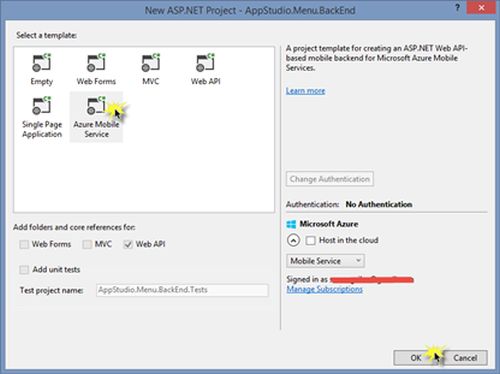Azure Mobile Service template